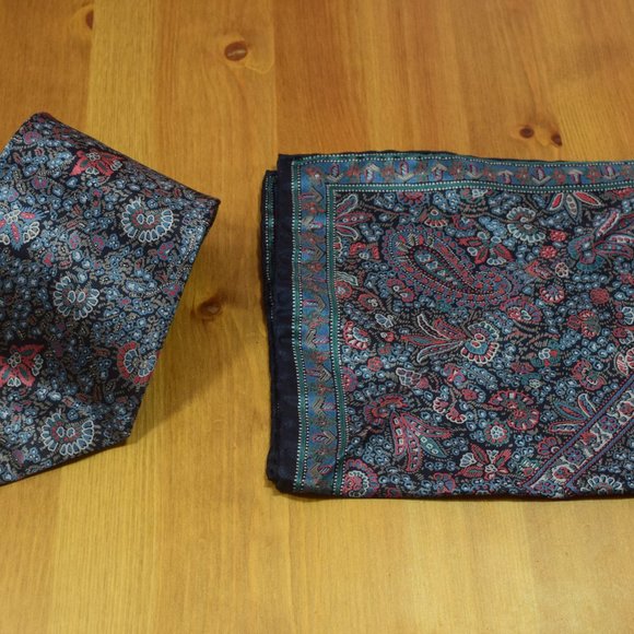 $450 BRIONI Rare Handmade Satin paisley Navy Blue Silk Tie / Pocket Square Set - Picture 13 of 16